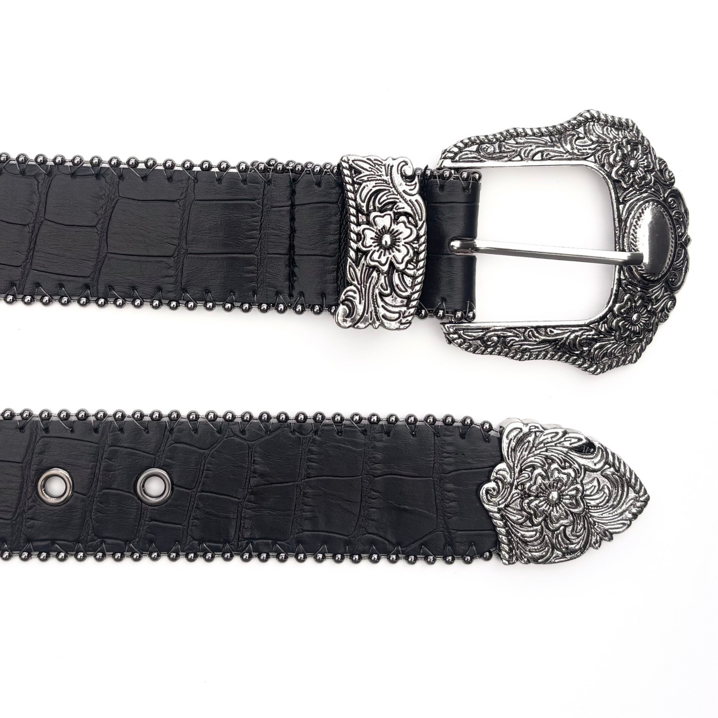 Black Textured Cowboy Belt