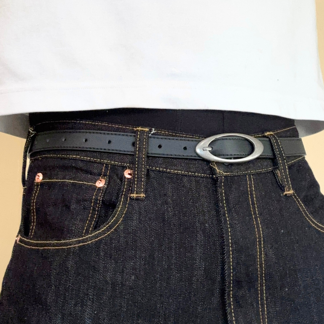 Black Oval Buckle Belt
