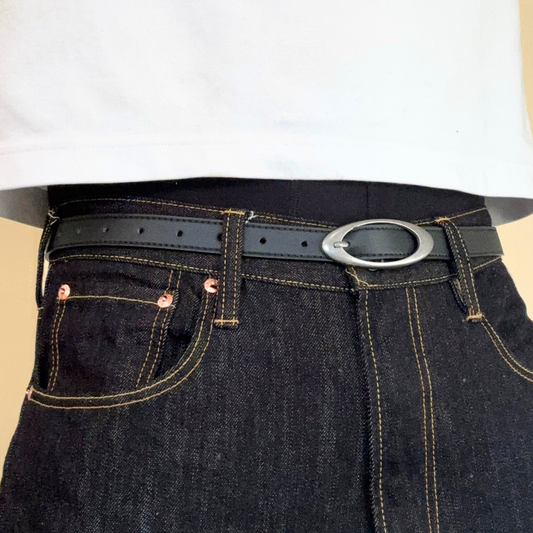 Black Oval Buckle Belt