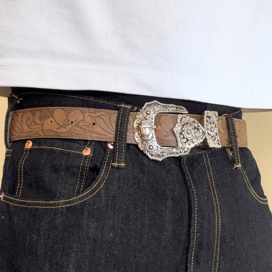 Brown Floral Vintage Belt