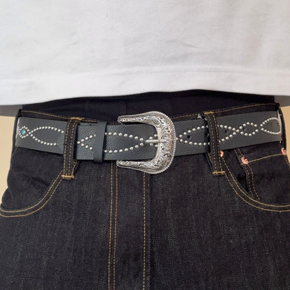 Black Studded Western Belt