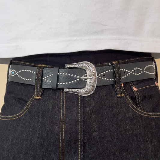 Black Studded Western Belt