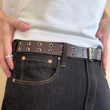 Brown Star Stud Hole Belt