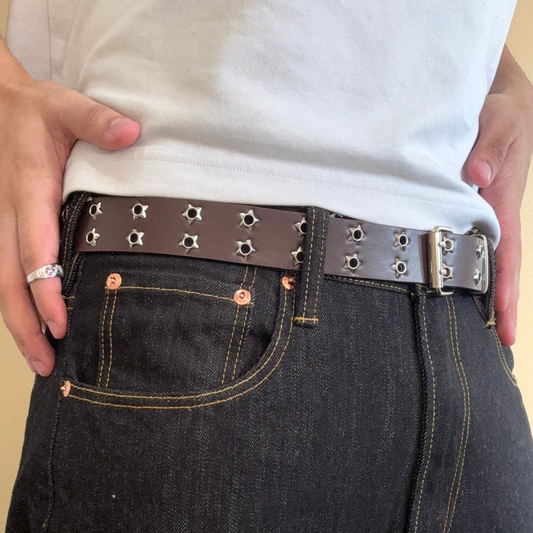 Brown Star Stud Hole Belt