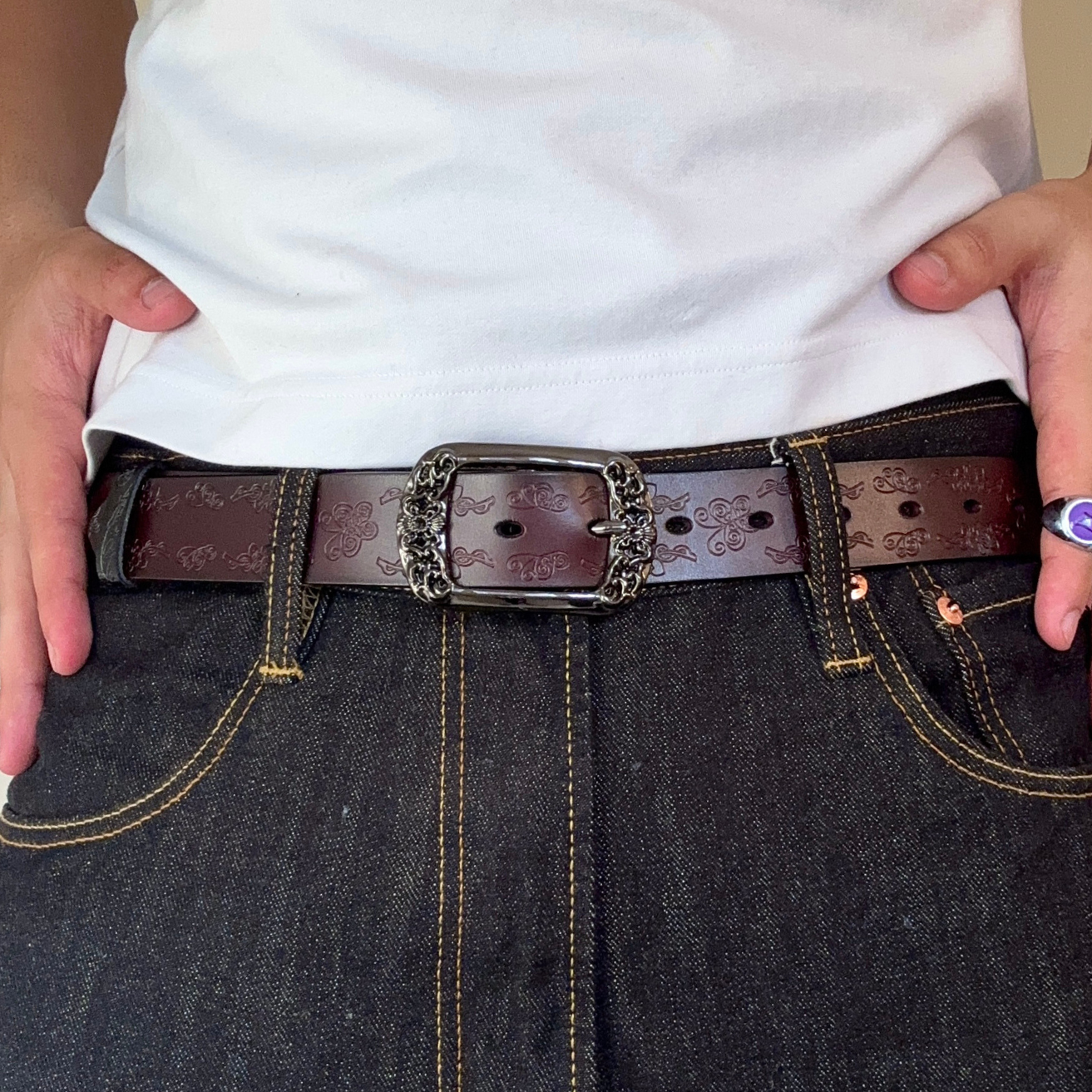 Brown Floral Vintage Belt