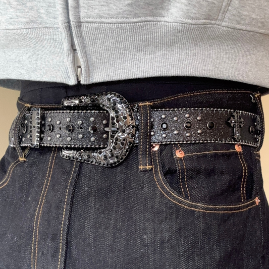 Black Rhinestone Belt