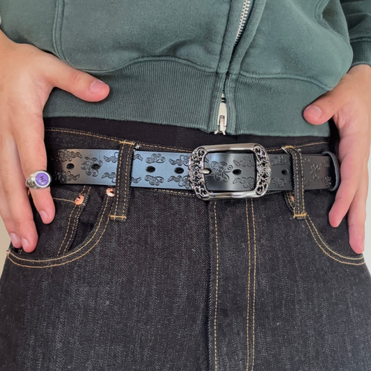 Black Floral Vintage Belt