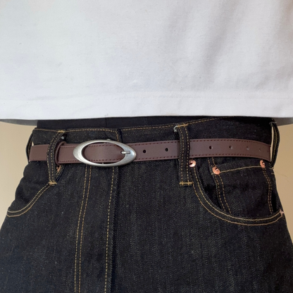 Brown Oval Buckle Belt