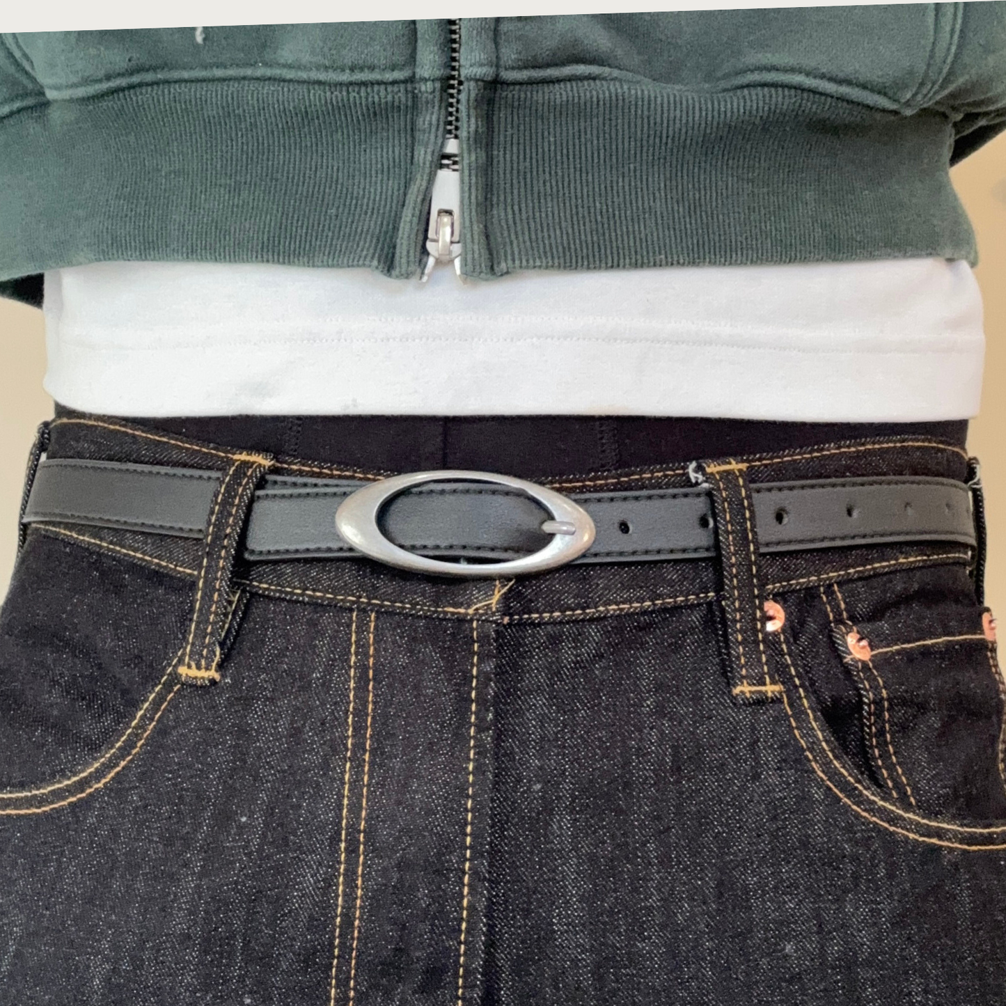 Black Oval Buckle Belt