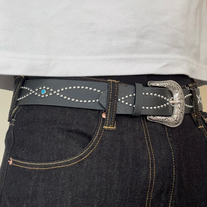 Black Studded Western Belt