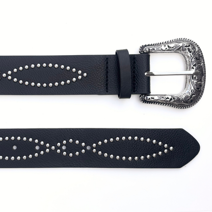 Black Studded Western Belt