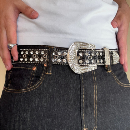 Rhinestone Black Y2K Belt