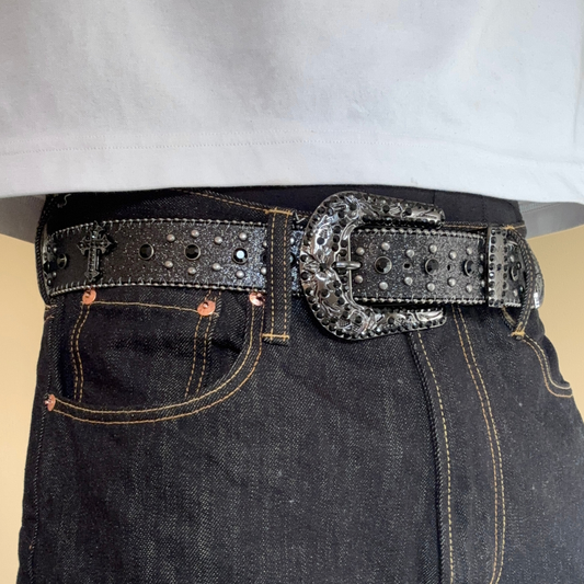 Black Rhinestone Belt