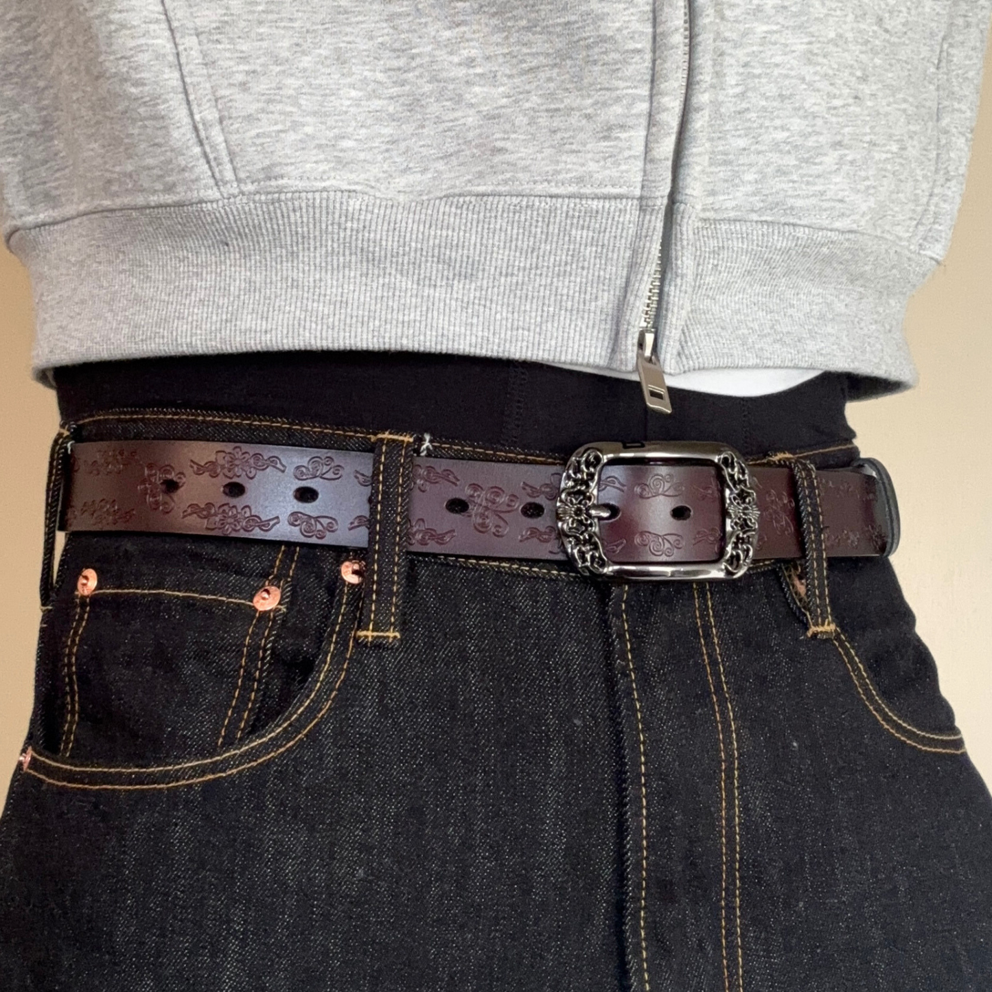 Brown Floral Vintage Belt