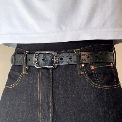 Black Floral Vintage Belt
