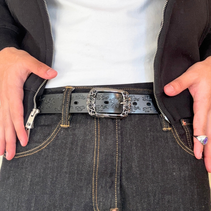 Black Floral Vintage Belt