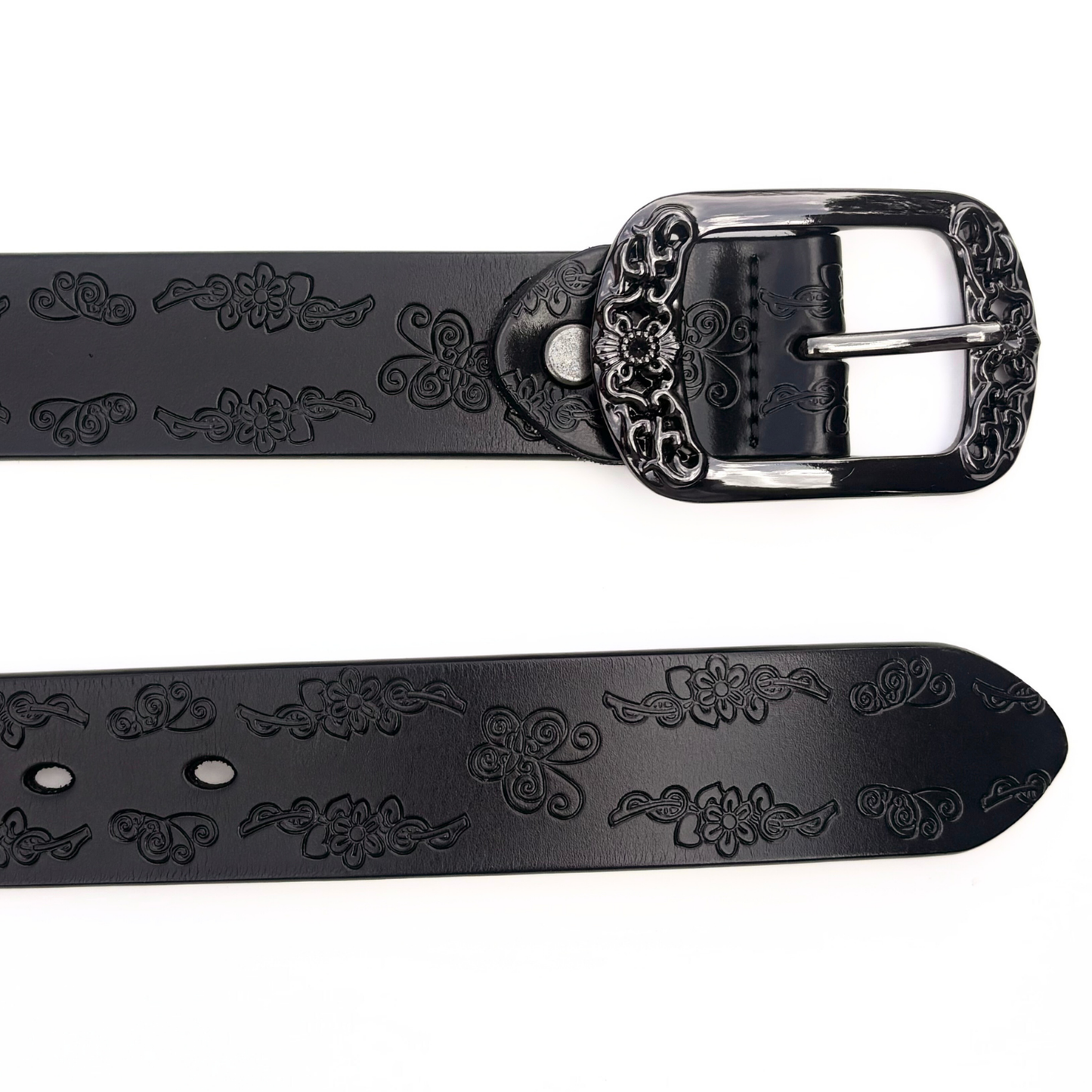 Black Floral Vintage Belt