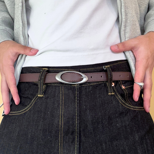 Brown Oval Buckle Belt