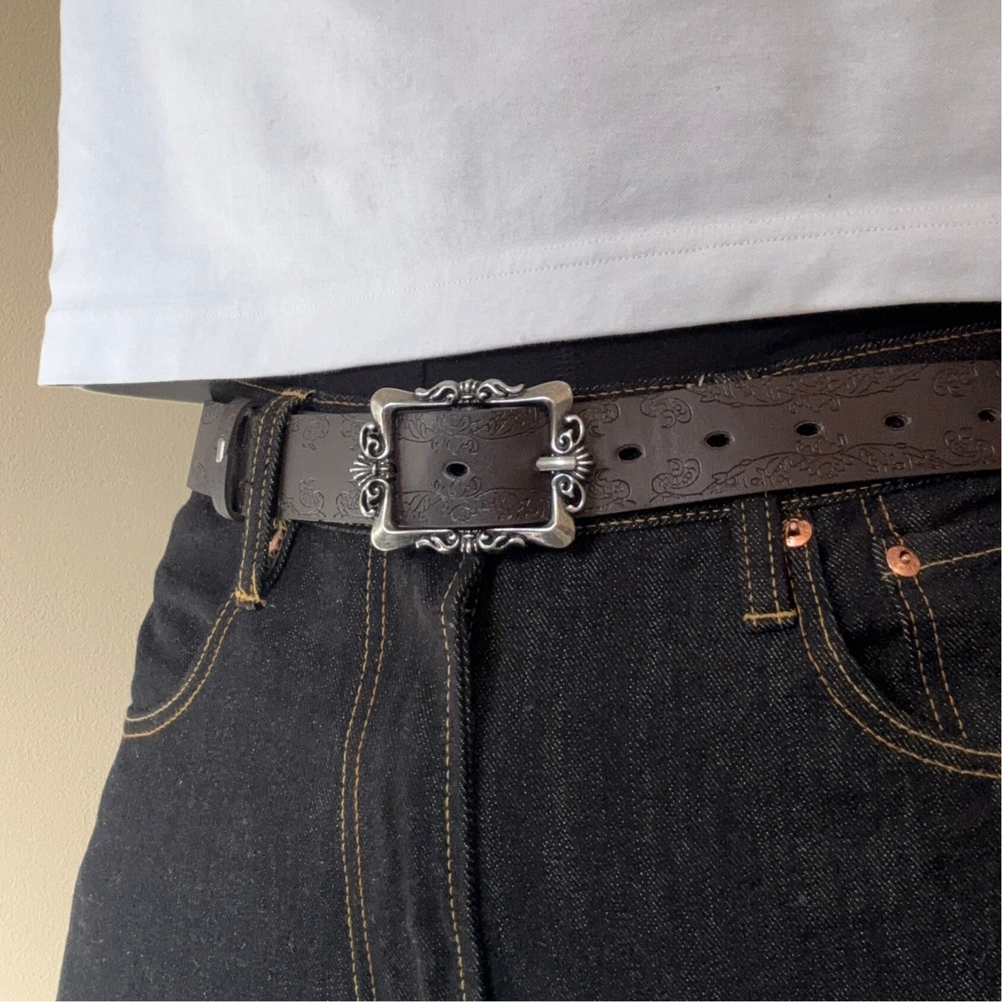 Brown Floral Vintage Belt